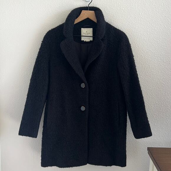 Kate Spade New York Wool Alpaca Statement Bow Longline Coat Jacket Fuzzy 0 - Picture 1 of 9